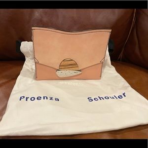 Proenza Schouler blush leather and suede clutch